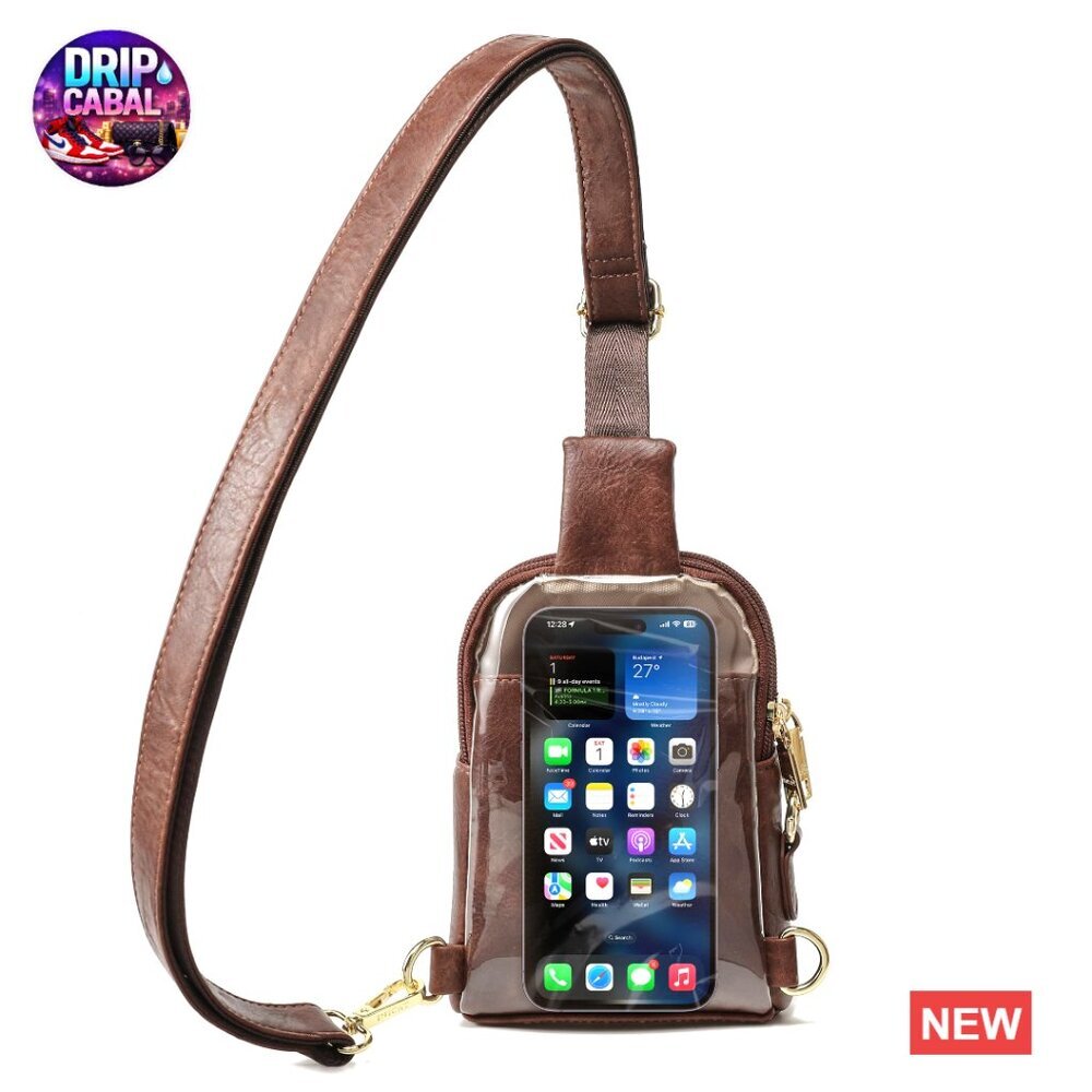 Touchscreen Crossbody Sling Bag Faux Leather Anti-Theft RFID Blocking